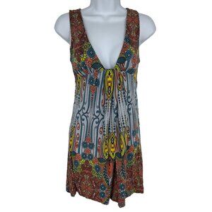 Free People Sleeveless Mini Dress With Deep V-Neckline & Button Details Size 4